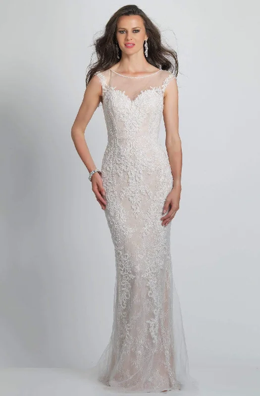 Formal Dress for Day WeddingsDave & Johnny - A8442W Illusion Bateau Embroidered Sheath Gown