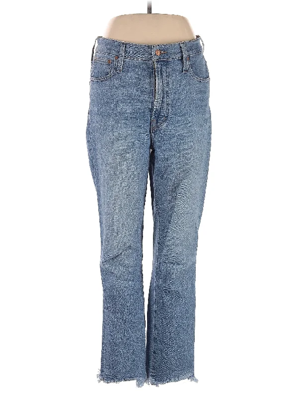 women's denim jeans with cotton blendMid-Rise Straight-leg Jeans in Light Wash