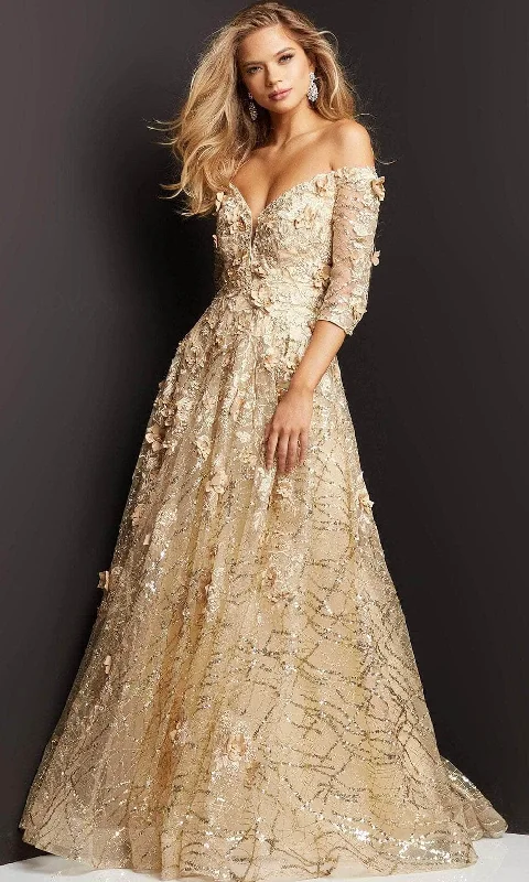 Formal Dress for Oscar NightsJovani 06636 - Quarter Sleeve Mother of the Bride Gown