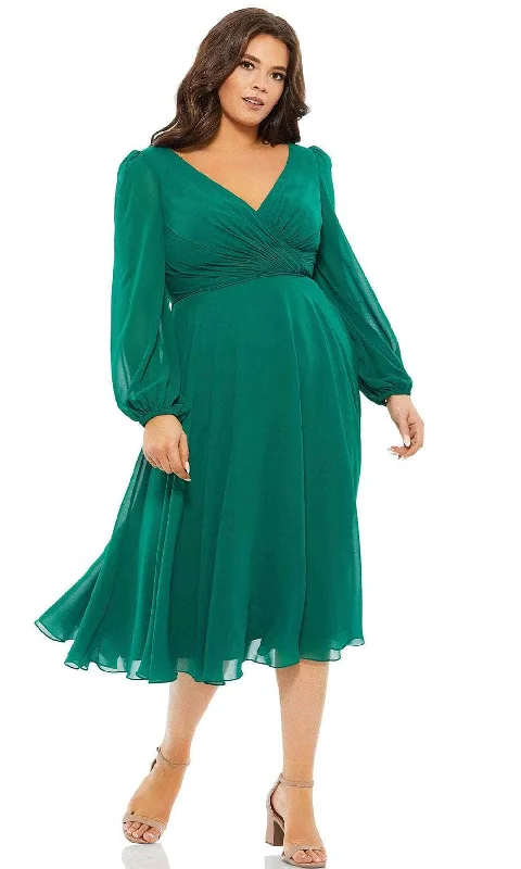 Flowing Long Sleeves Empire DressMac Duggal 67914 - V-Neck Long Sleeved Chiffon Dress