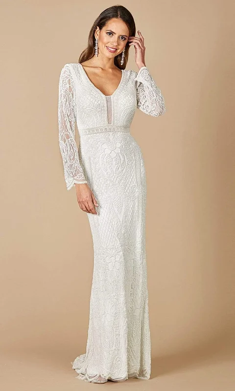 Flattering Long Sleeves DressLara Dresses - 51090 Long Sleeve Textured Column Dress