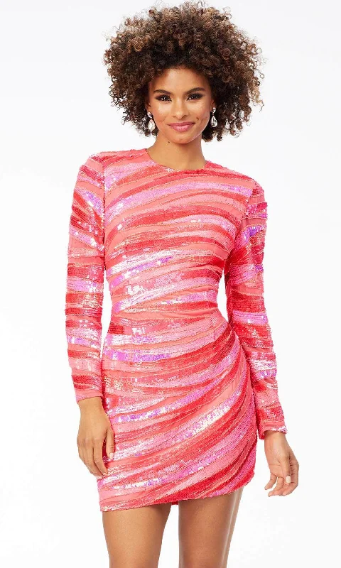 Formal Long Sleeves DressAshley Lauren 4508 - Long Sleeve Sequin Cocktail Dress