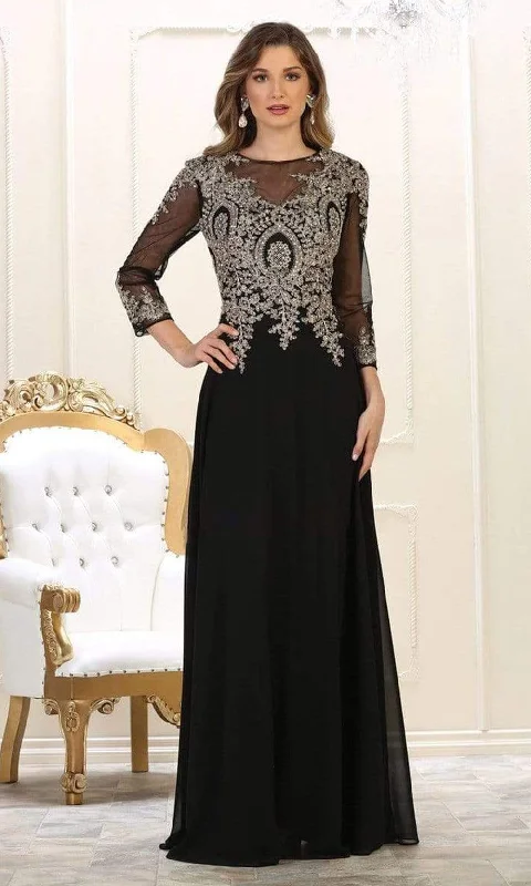 Fuzzy Long Sleeves Velvet DressMay Queen - MQ1549 Embroidered Long Sleeve Sheath Dress