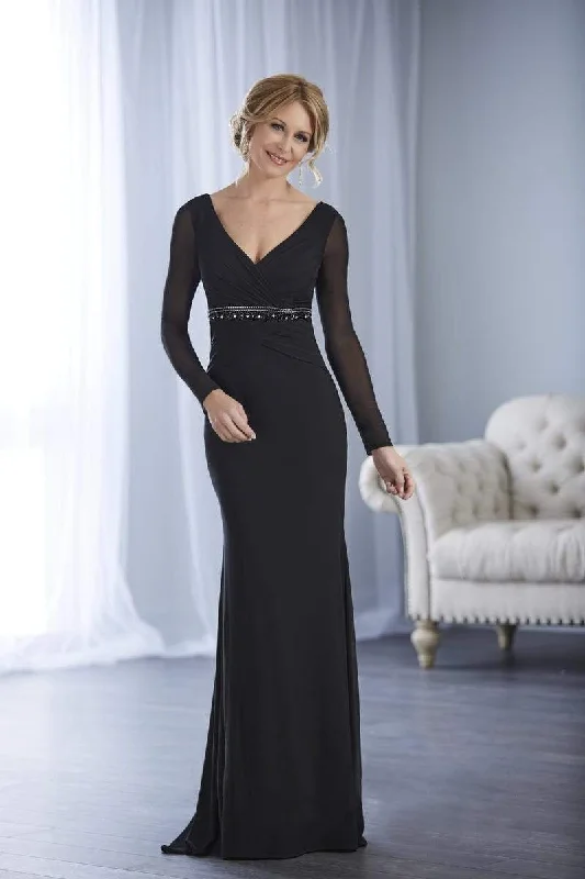 Flowing Tulle Long Sleeves DressChristina Wu Elegance - Beaded Empire Long Sleeve Jersey Dress 17845 - 1 pc Hunter In Size 6 Available