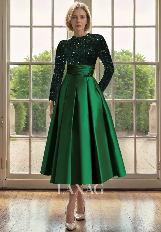 made-to-order wedding dressesA-Line Round Long Sleeves Sequins Eleagnt Mother of the Bride Dress