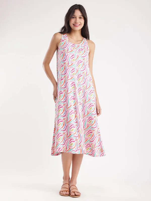 stretchy midi dressesAbstract Print Midi Dress - Multicolour