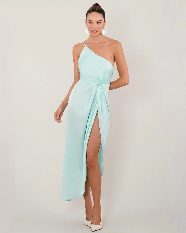 midi wrap dressesNadia Satin Midi Dress - Mint