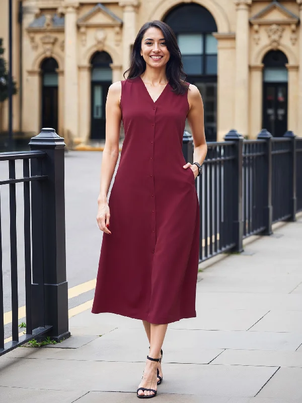 printed midi dressesA-line Midi Dress - Maroon