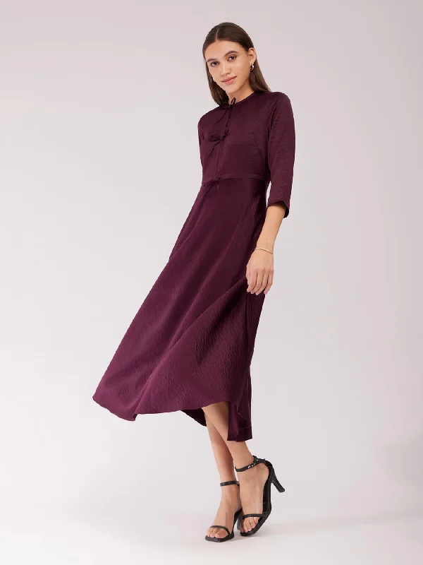 women's midi dressesFit And Flare Midi Dress - Maroon