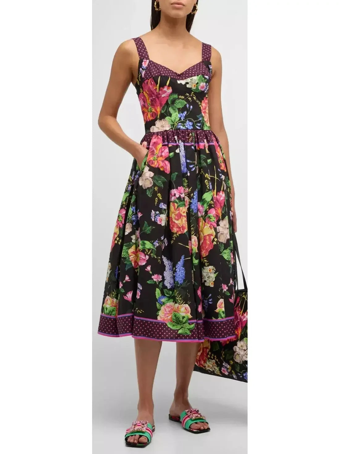 simple yet stylish midi dressesFloral-Print Sleeveless Bustier Fit-&-Flare Midi Dress