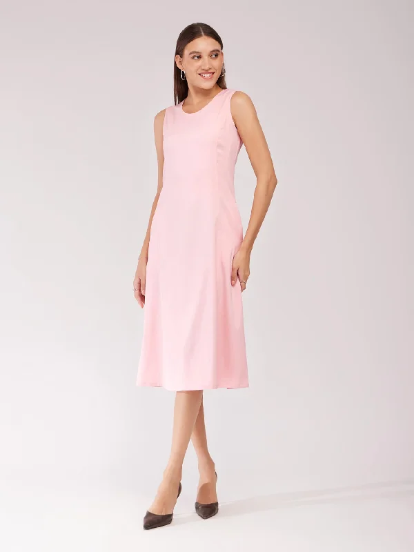 midi dresses with pocketsA-line Midi Dress - Pink