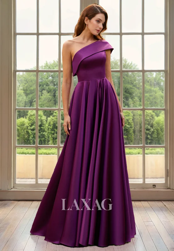 rustic wedding dressesA-Line One Shoulder Sleek Satin Elegant Mother of the Bride Dress