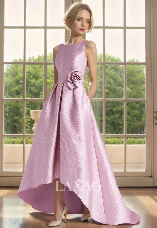 timeless wedding dressesA-Line Round Backless High-Low Mother of the Bride Dress with Train