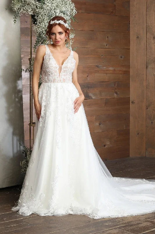 sweetheart neckline wedding dressesLA Merchandise LA8098 Ivory V-Neck Sleeveless Wedding Lace Gown