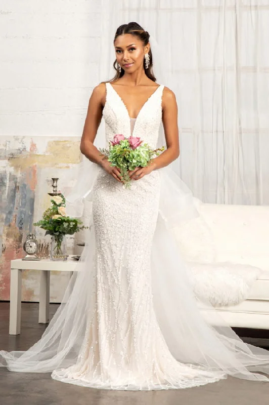 petite wedding dressesLa Merchandise LAS3014 Bridal Mermaid V-Neck Wedding Dress