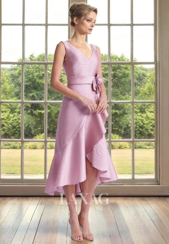 garden wedding dressesA-Line One Shoulder Sleek Satin Elegant Ankle-Length Mother of the Bride Dress