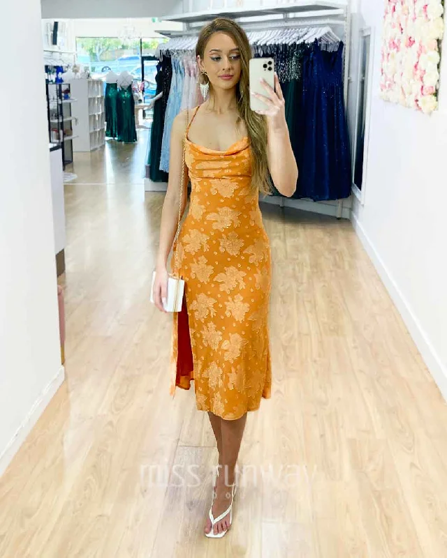 short sleeve midi dressesMary Slip Midi Dress - Orange