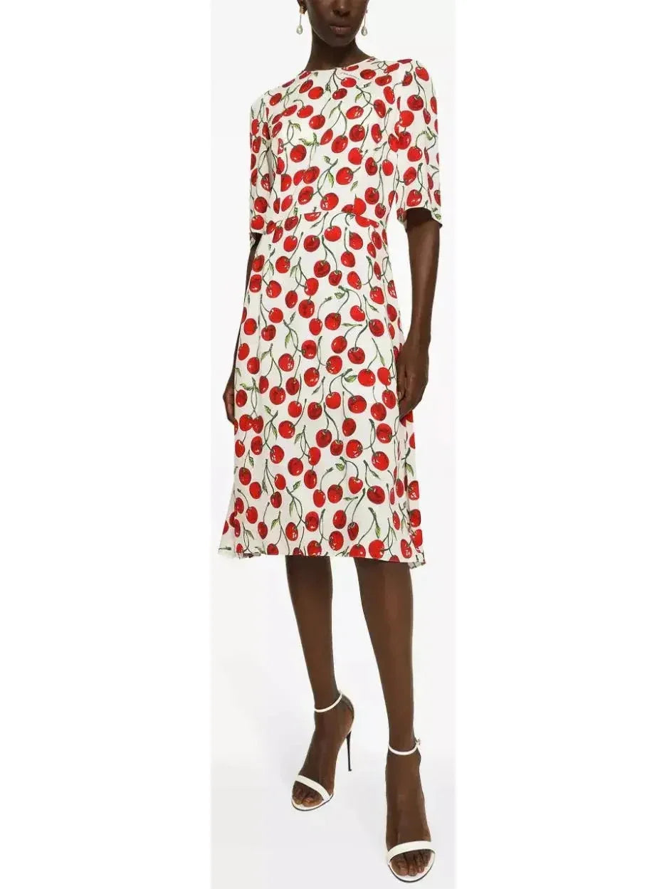 button-down midi dressesCherry-Print Midi Dress