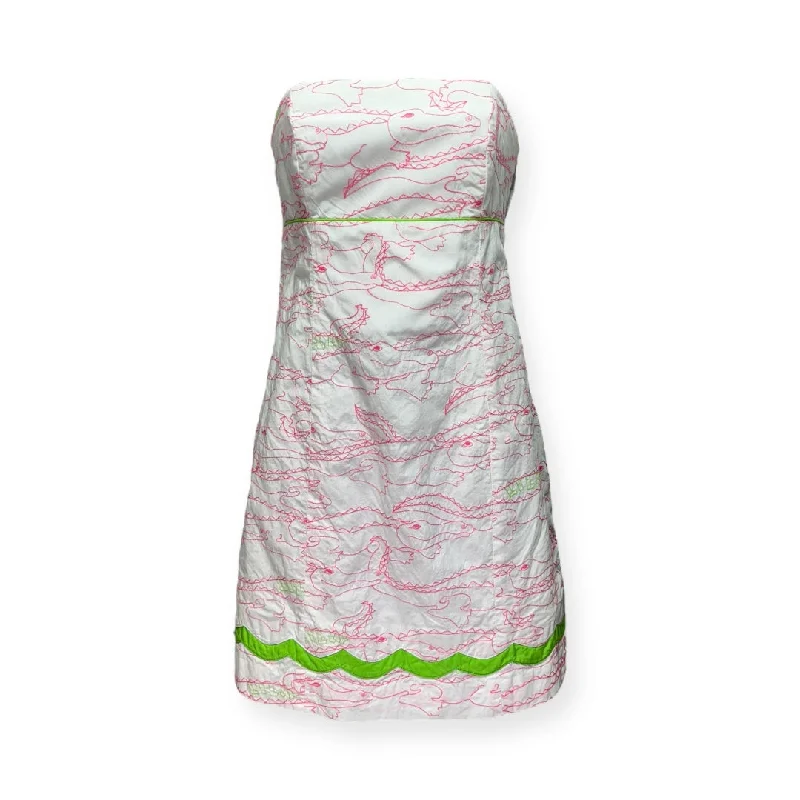 women's trendy dressesAlligator Embroidered Dress Designer By Lilly Pulitzer  Size: 2