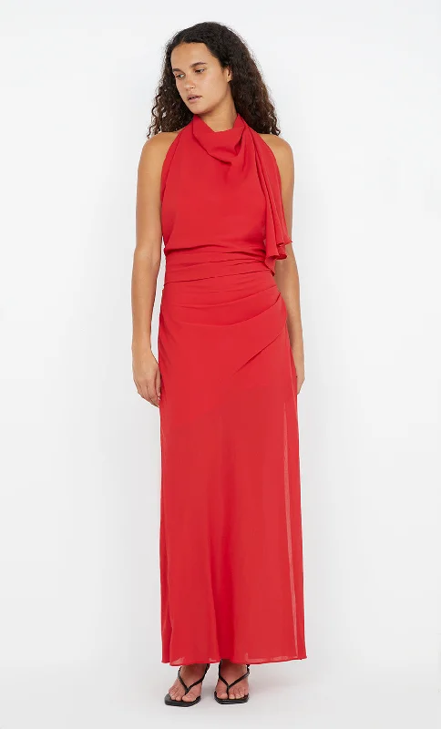 women's cinched-waist dressesCLARICE DRAPE DRESS - ROUGE