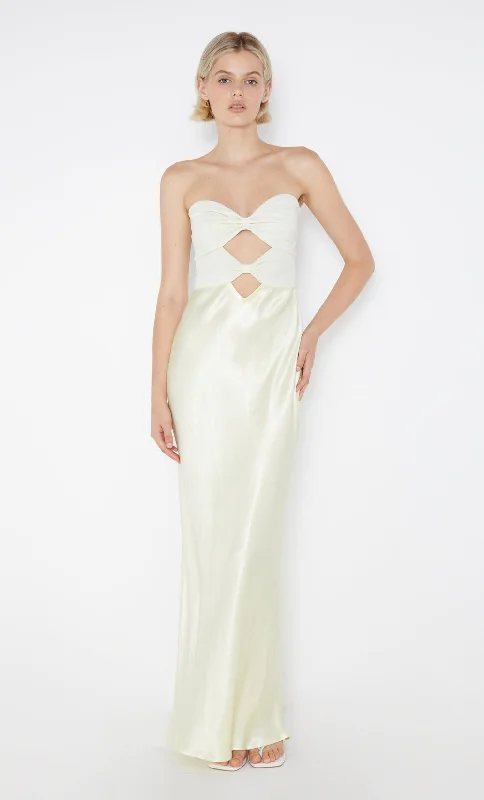 women's mini dressesHALLE STRAPLESS DRESS - ICE YELLOW