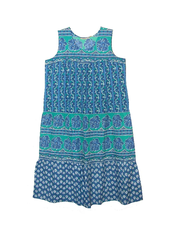 women's one-shoulder dressesLa Cera Plus Size 100% Cotton Border Print  Dress