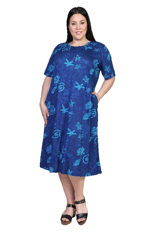 women's stylish dressesLa Cera Plus Size Sea Shell Print Knit Dress