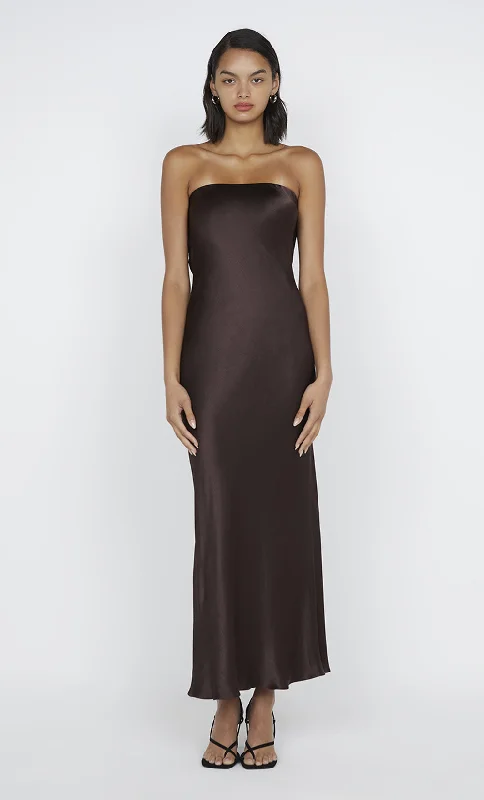 women's bodycon dressesMOON DANCE STRAPLESS DRESS - DARK CHOCOLATE