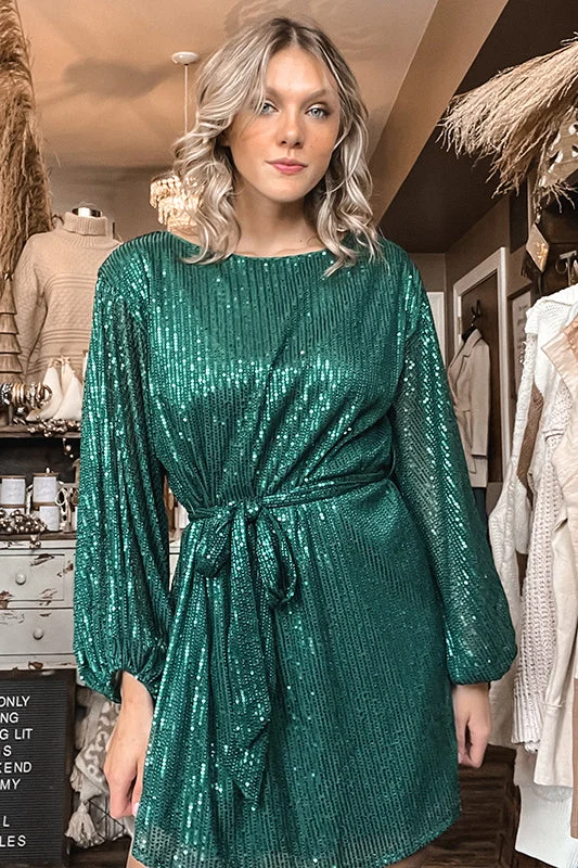 women's high-end dressesSerena Emerald Sequin Dress