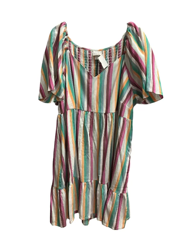 women's pastel dressesStriped Pattern Dress Casual Short Ava & Viv, Size 3x