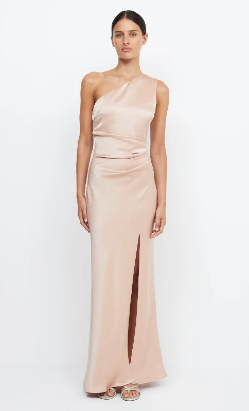 women's wedding guest dressesTHE DREAMER ASYM DRESS - ROSE GOLD