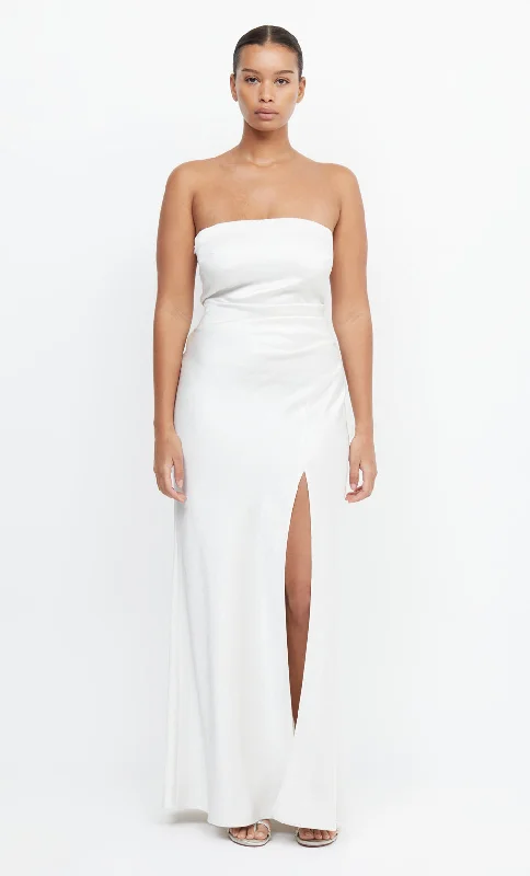 women's stretchy dressesTHE DREAMER STRAPLESS DRESS  - IVORY