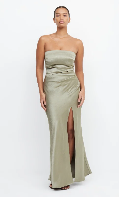 women's high-low dressesTHE DREAMER STRAPLESS DRESS  - SAGE