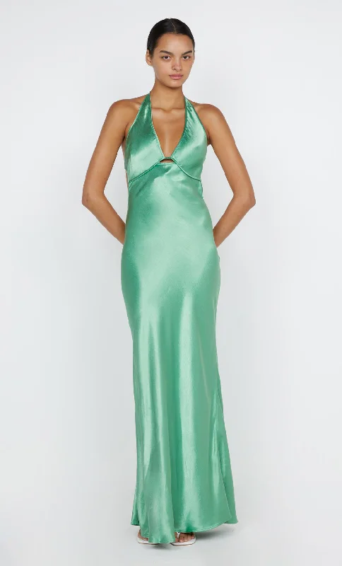 women's velvet dressesZARIAH HALTER DRESS - GREEN APPLE