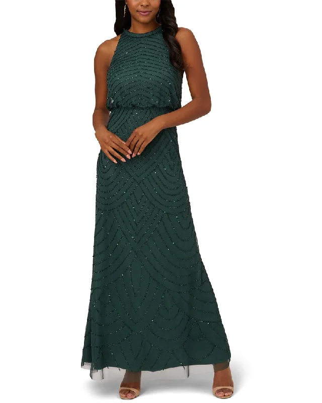 affordable maxi dressesAdrianna Papell Beaded Halter Long Dress