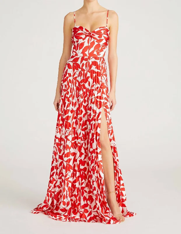 maxi dresses for black-tie eventsCameron Sleeveless Long Dress In Falling Leaves