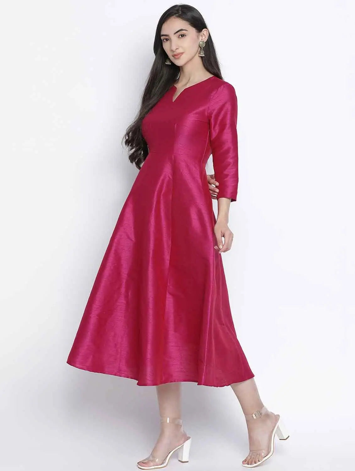 maxi dresses for teensRazzle Pink Dupion Silk Women Long Dress