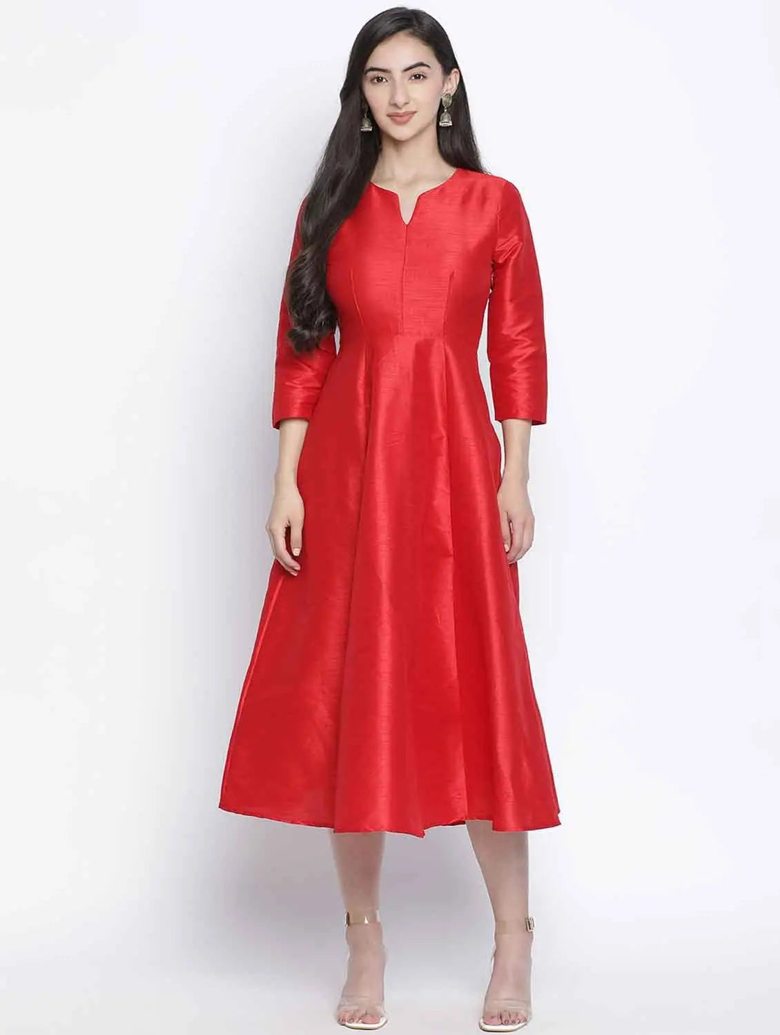 maxi dresses for college studentsRed Glam Dupion Silk Women Long Dress