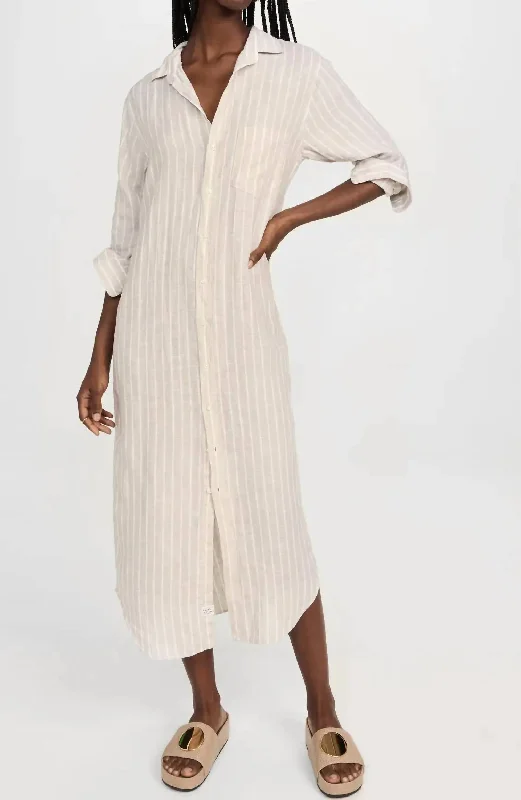 maxi dresses for breastfeeding mothersRory Woven Long Dress In Sand Stripe