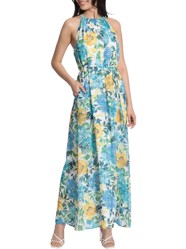 maxi dresses with flutter sleevesWomens Chiffon Long Halter Dress