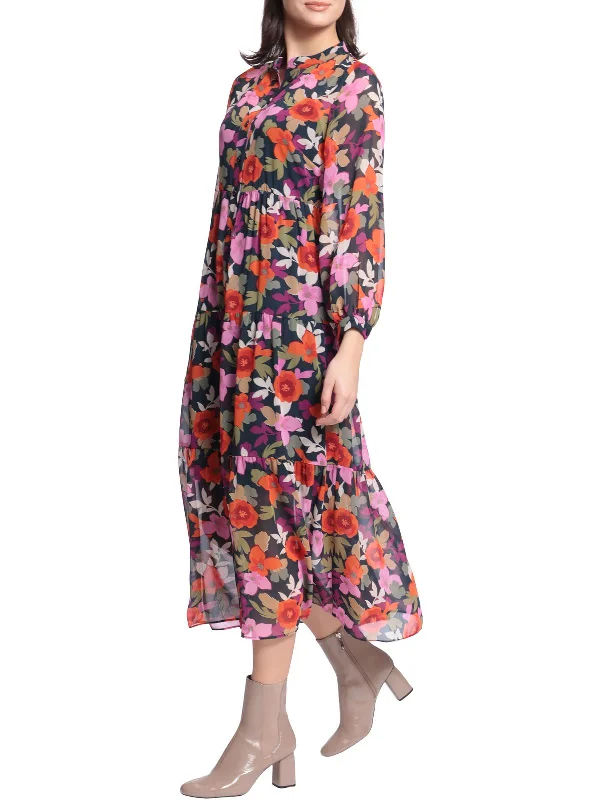 maxi dresses with removable beltsWomens Floral Long Shirtdress